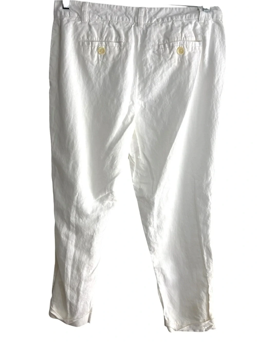 BANANA REPUBLIC Linen Blend Cuffed Ankle Pants in White Size 8 -- SUMMERTIME!!!